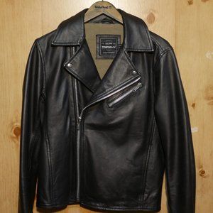 Topman Slim Fit Leather Motorcycle Jacket